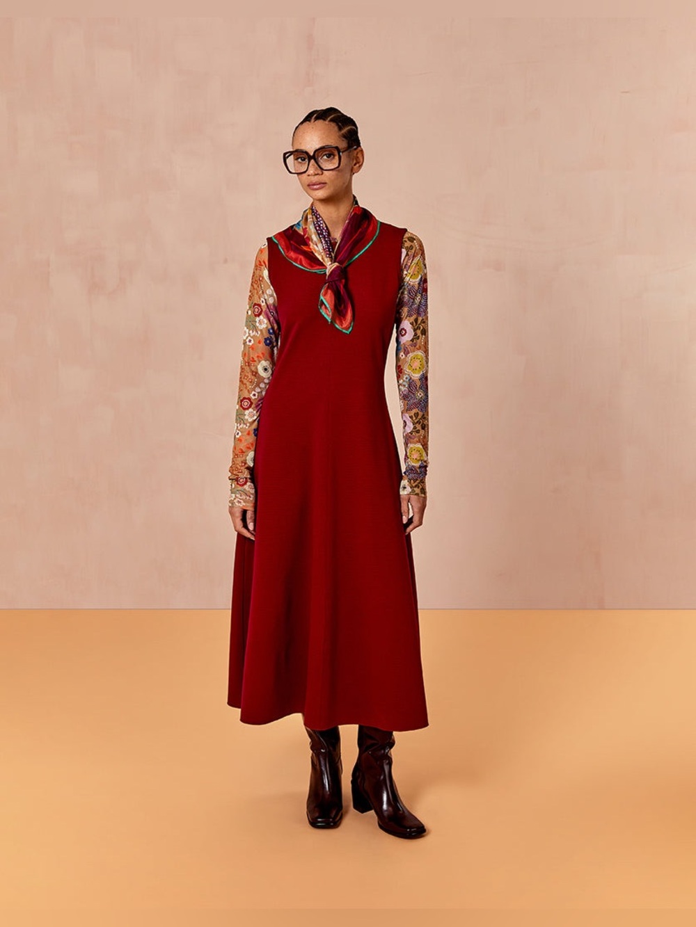Oilily Daatje Ponte Maxi Dress Sleeveless Red Classic Tailored Elevated Chic